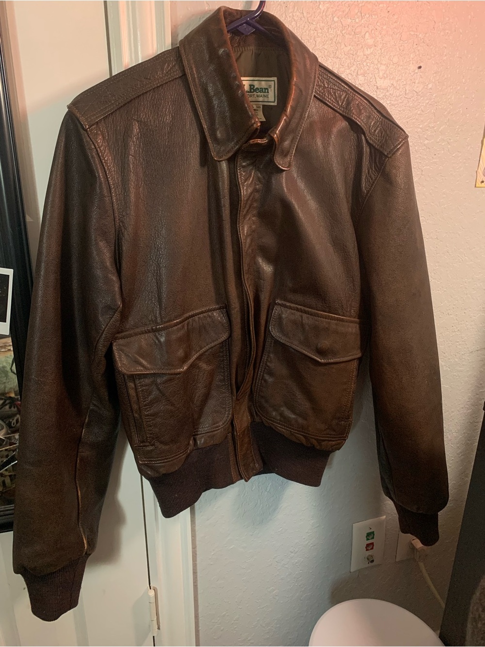 Vintage 80s 90s LL bean brown leather jacket